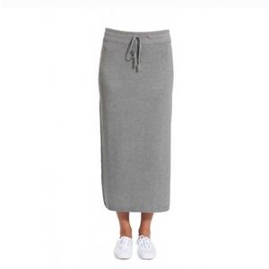 Leimere Women's Delray Skirt Grey Cashmere‎ Blend Maxi Track Stripe Drawstring L